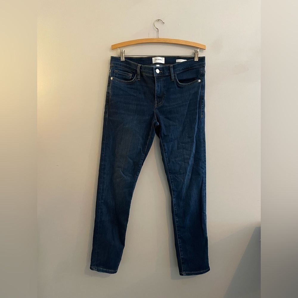 FRAME Dark Wash Skinny Jeans